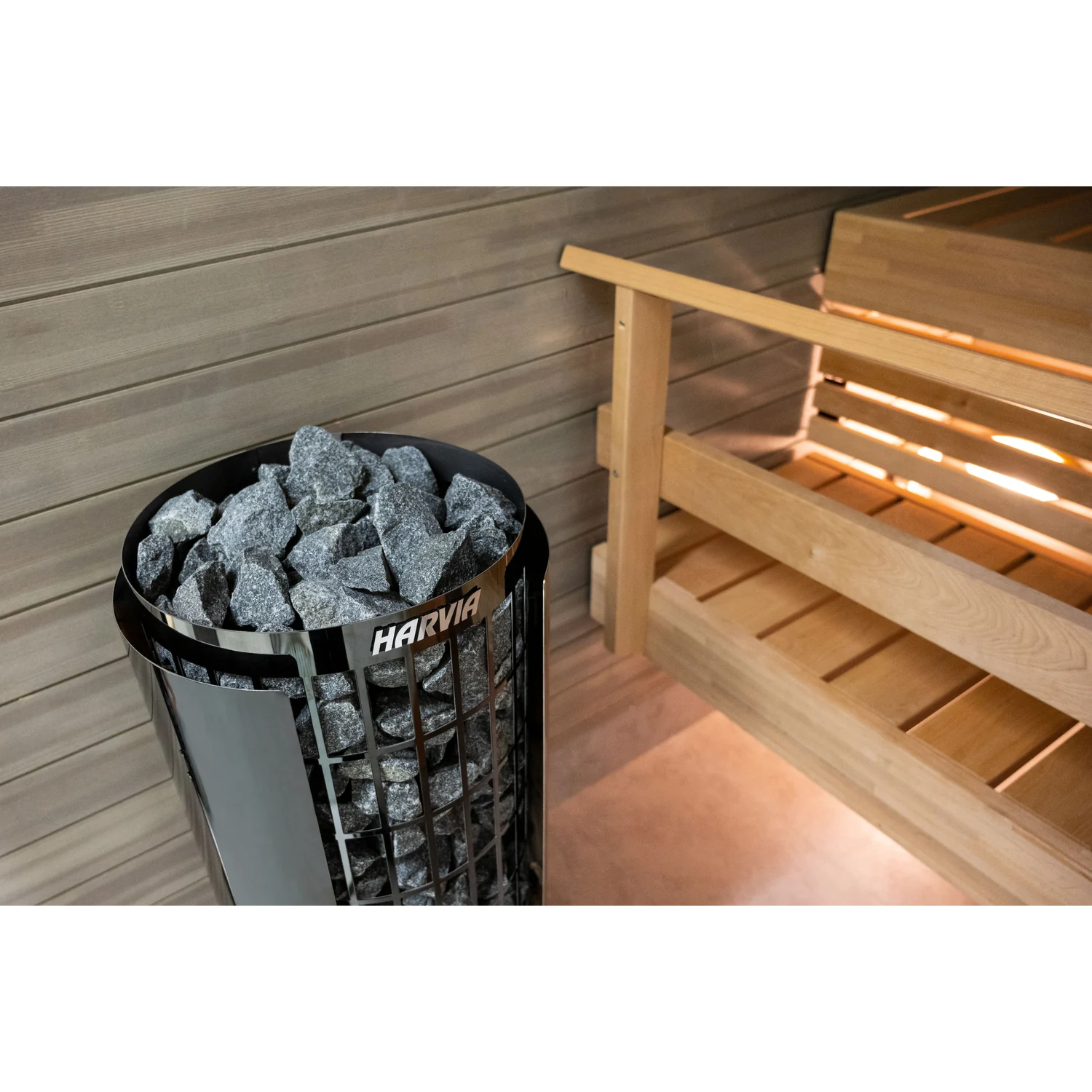 Harvia Cilindro PC70E black steel heater with sauna stones
