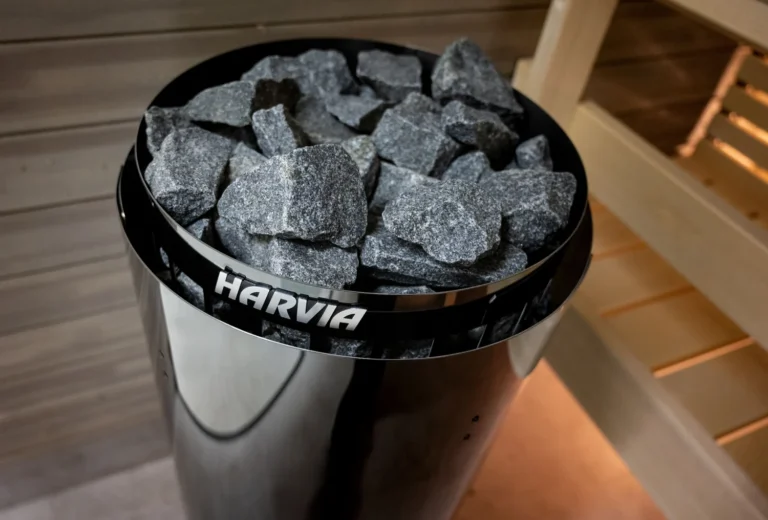 Close up of the Harvia Cilindro PC70E stone basket