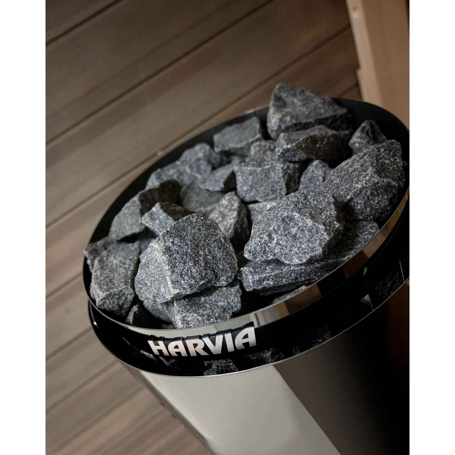 Close up of the Harvia Cilindro PC90E stone basket