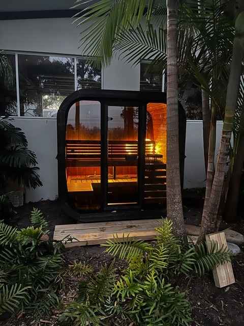 Thermo Treated Spruce UNION 160 Outdoor Sauna At Eden, NSW