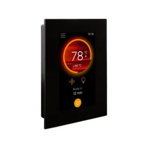Harvia Fenix FX001XW WiFi control panel with 4.3 inch glass touchscreen, front angle