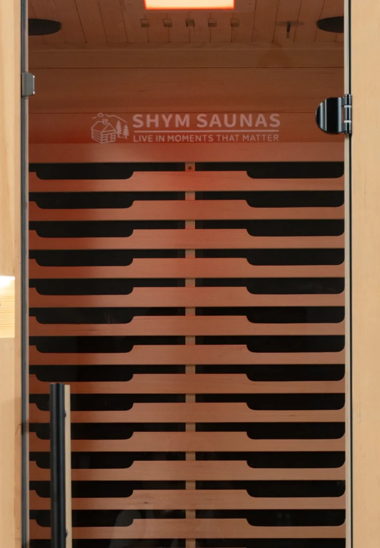 Canadian hemlock cabin of the Aura Infrared Sauna 1 Person, close up