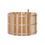 Western red cedar hot tub shell with stainless steel bands