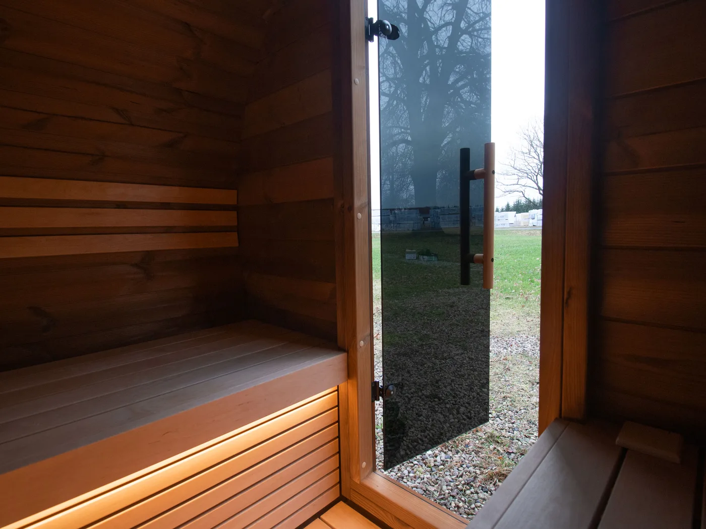 Looking out of the open door of the Lerra Pure
