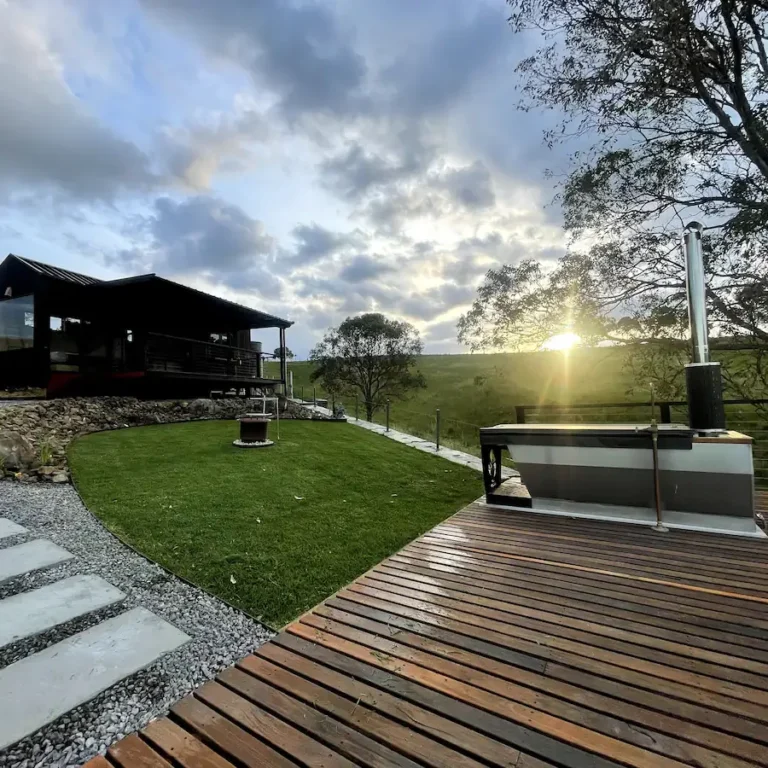 Wood-Fired Hot Tub at Banool Tiny House in Bindera, NSW