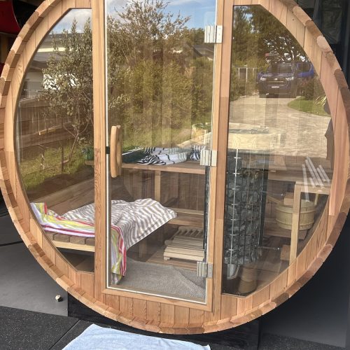 Outdoor barrel sauna installed in Blackmans Bay TAS